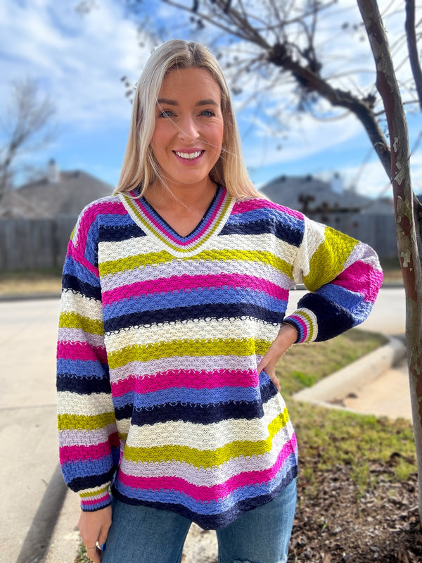 Call On Me Soft Oversized Striped Sweater