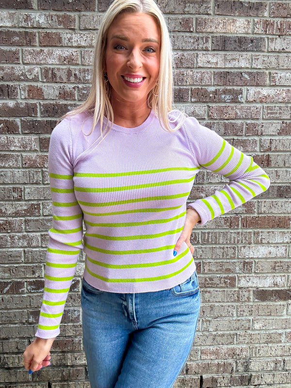 Now You Know Stripe Top = Purple and Green