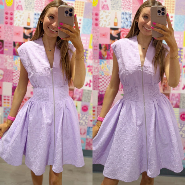 Charmingly Yours Lavender Zip Dress