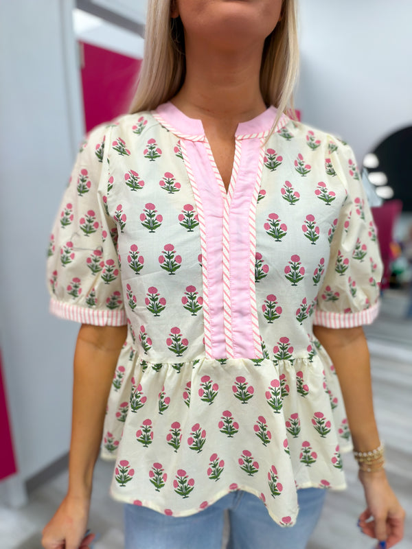 The Pink Petals and Daydream Peplum Top