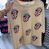 Rolling Stones Sequin Oversized Tee