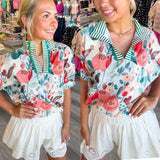 The Flower Market Top Seafoam