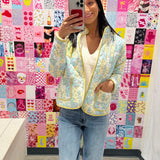 Light Blue and Butter Floral Quilted Jacket