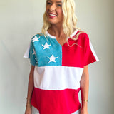 American Flag Mineral Washed Knit Top
