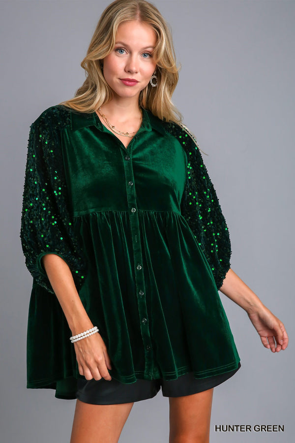 Holiday Spirit Velvet Sequin Tunic