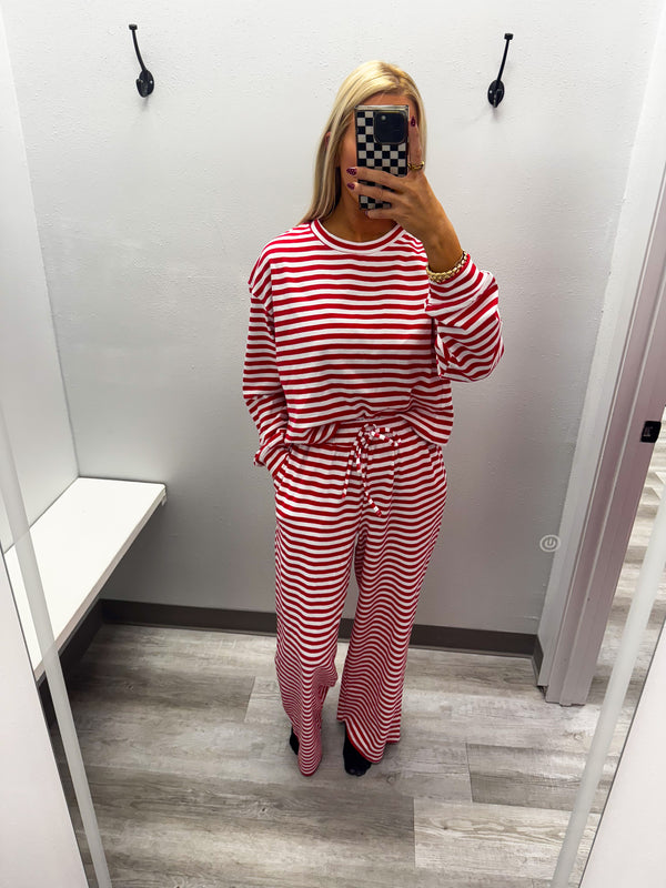 Stripe Longsleeve Top-Red | LULU MAC