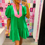 The Duo Dress - Pink and Green