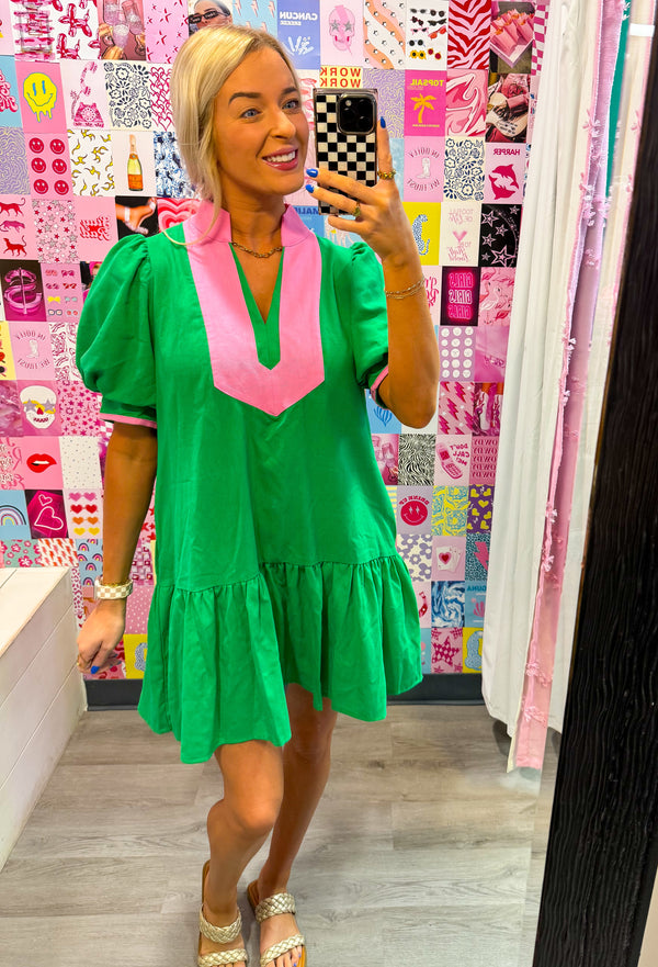 The Duo Dress - Pink and Green