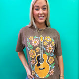 Guitar and Flowers Graphic Tee