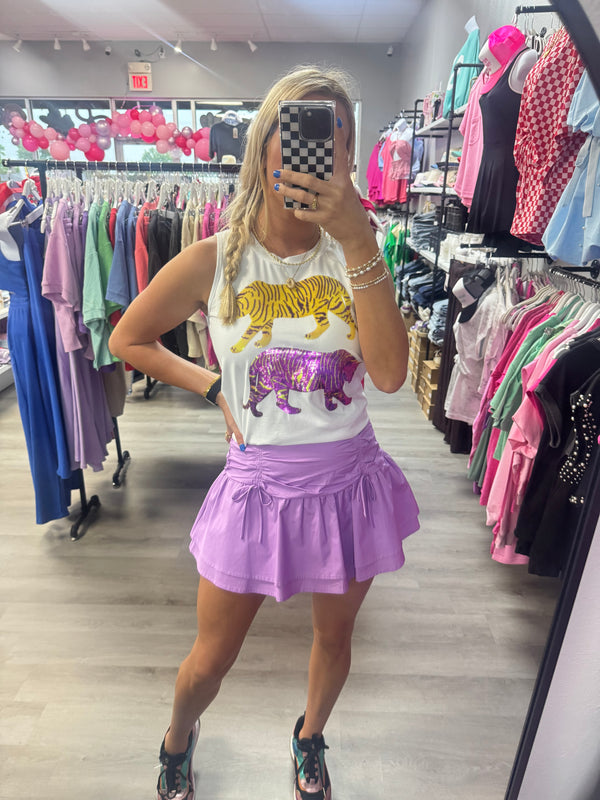 Triple Tiger | Women's Sequin Design Tank White