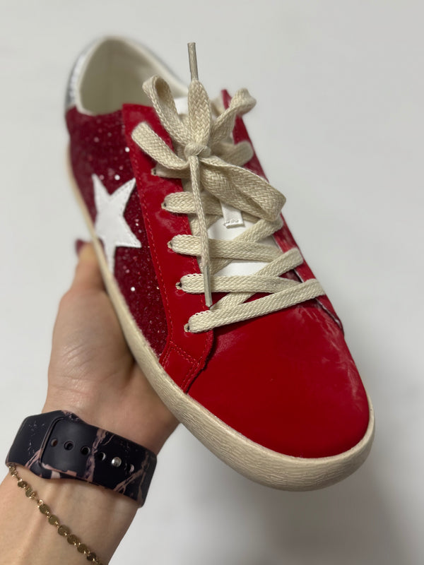 DOORBUSTER | Red Glitter Sneaker