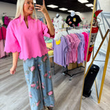 Blush Bloom Denim Pants