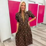 Fields of Floral Midi Dress Brown