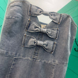 Denim Bow Mini Dress