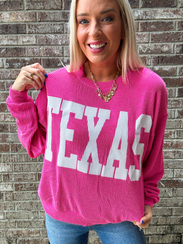 Texas Girl Pullover Neon Pink