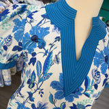 Blue Bloom Puff Sleeve Dress