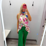 Making My Way Seam Green Denim Pants