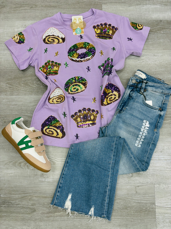 Mardi Gras Sequin King Cake T Shirt