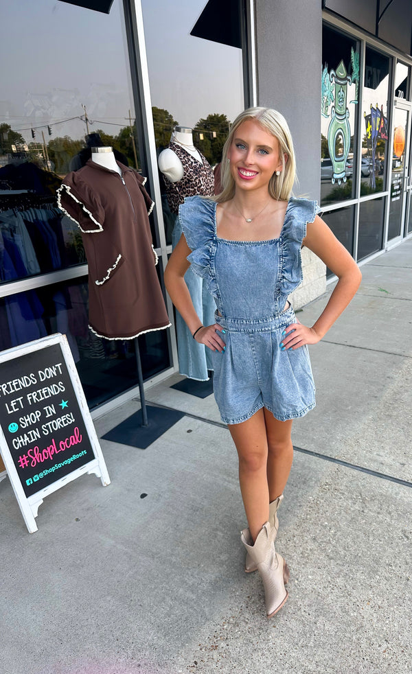 Denim Cut Out Romper