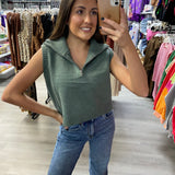 Sleeveless Zip Up Sweater Vest