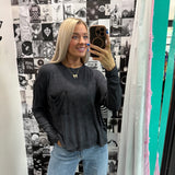 SALE | Washed Ribbed Dolman Sleeve Round Neck Top