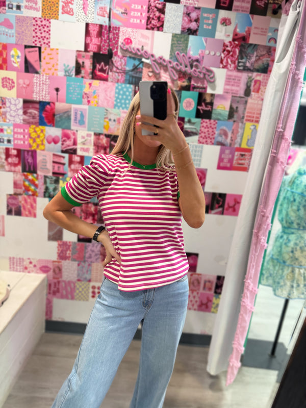 Striped Pink and Green Top