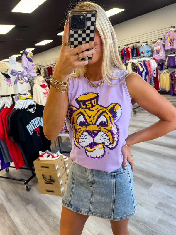 LSU Vintage Tiger (Licensed) Tank | Lavender