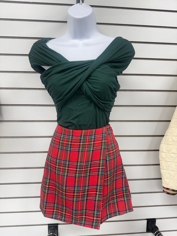 Green Off the Shoulder Wrap Bodysuit