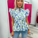 Spring Awakening Floral Top | Blue
