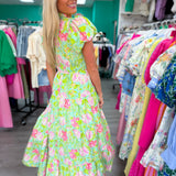 Bright Floral Dreams Dress Mint