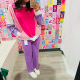 Shades of Pink Color Block Sweatshirt