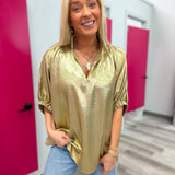 Golden Metallic Top | Regular and Plus