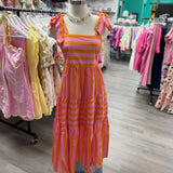 Boardwalk Bow Dress | Orange and Pink