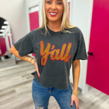 Y'all Leopard and Red Puff Graphic Tee