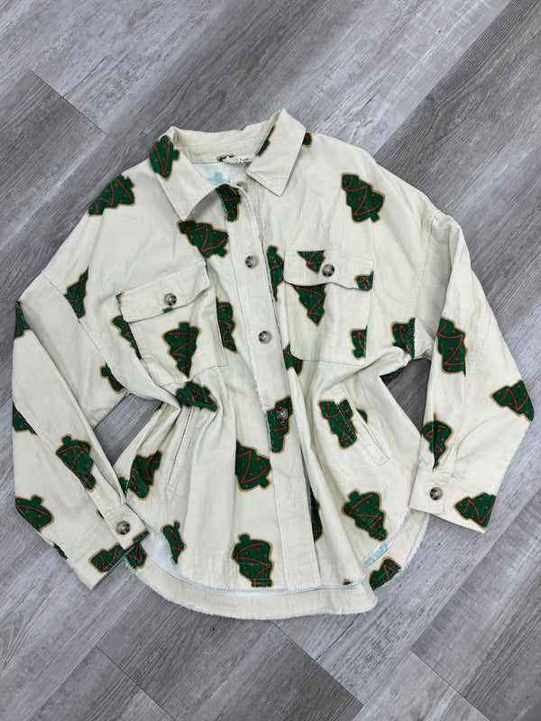 Holiday Tree Cookie Corduroy Shacket