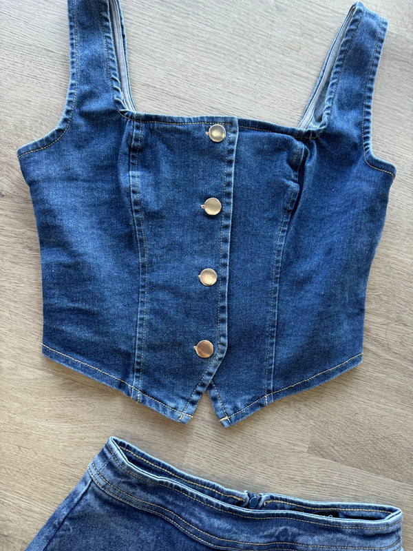 Denim Vest Top - Dark Denim