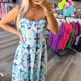 Ocean Bloom Embroidered Dress