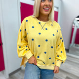 Dot Your Way Pullover | Yellow and Blue