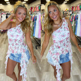 Floral Mesh One Shoulder Top
