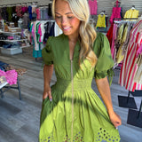 See You Smile Zip Dress Olive