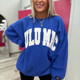 Royal Blue and White Embroidery Stitch Sweatshirt | LULU MAC