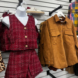 Burgundy Tweed Skort