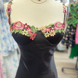 High Confidence Floral Trim Satin Dress