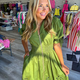 See You Smile Zip Dress Olive