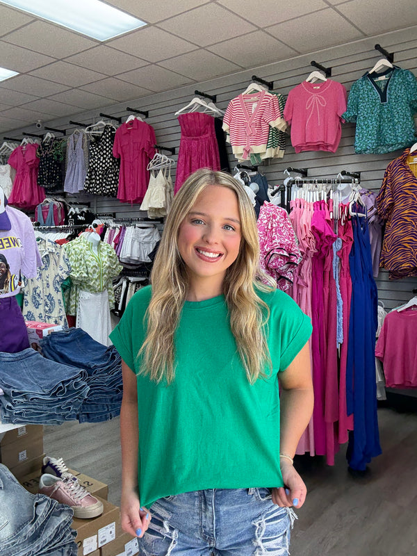 BIRTHDAY DEAL | Round Neck Folded Short Sleeve T-shirt