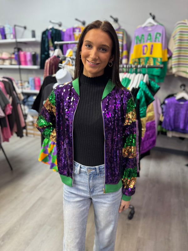 Queen of Mardi Bomber Jacket