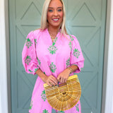 Pink Palm Mini Dress