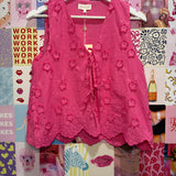Floral Applique Tie Top Pink