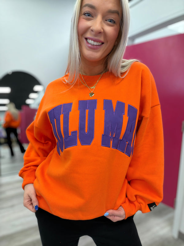 Orange and Purple Lulu Mac Embroidery Sweatshirt