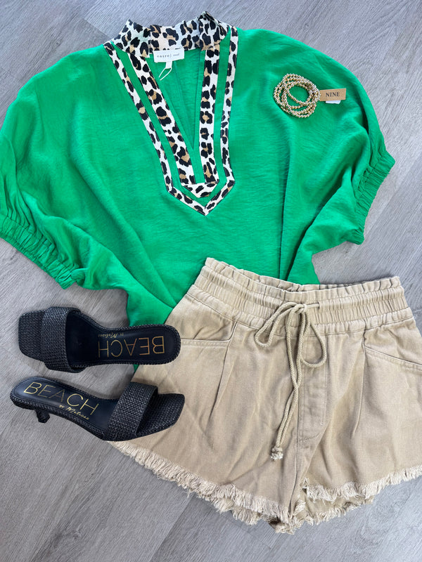 Take My Heart Fray Denim Shorts